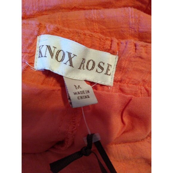 Knox Rose Women's Sz M Sun Dress Tiered Guava Jelly Flowy Midi 100% Cotton NEW - Picture 3 of 4